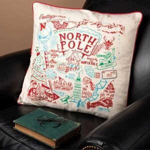 Primitives by Kathy - Throw Pillow with Retro North Pole Map